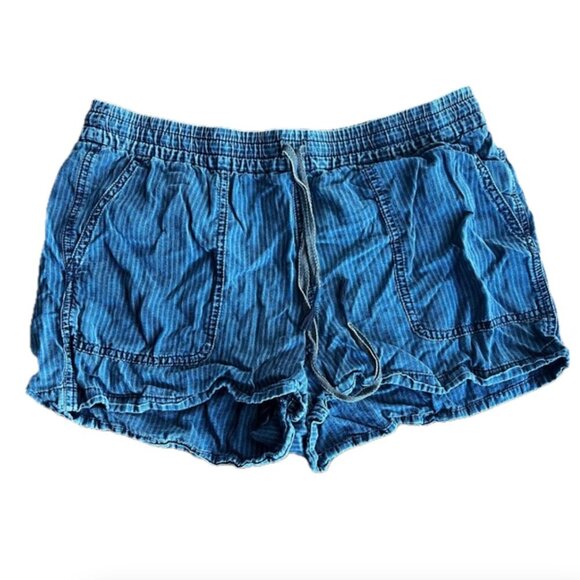 J. Crew Denim Seaside Short in Stripe Blue Women's Drawstring Shorts Size Medium - Picture 1 of 6